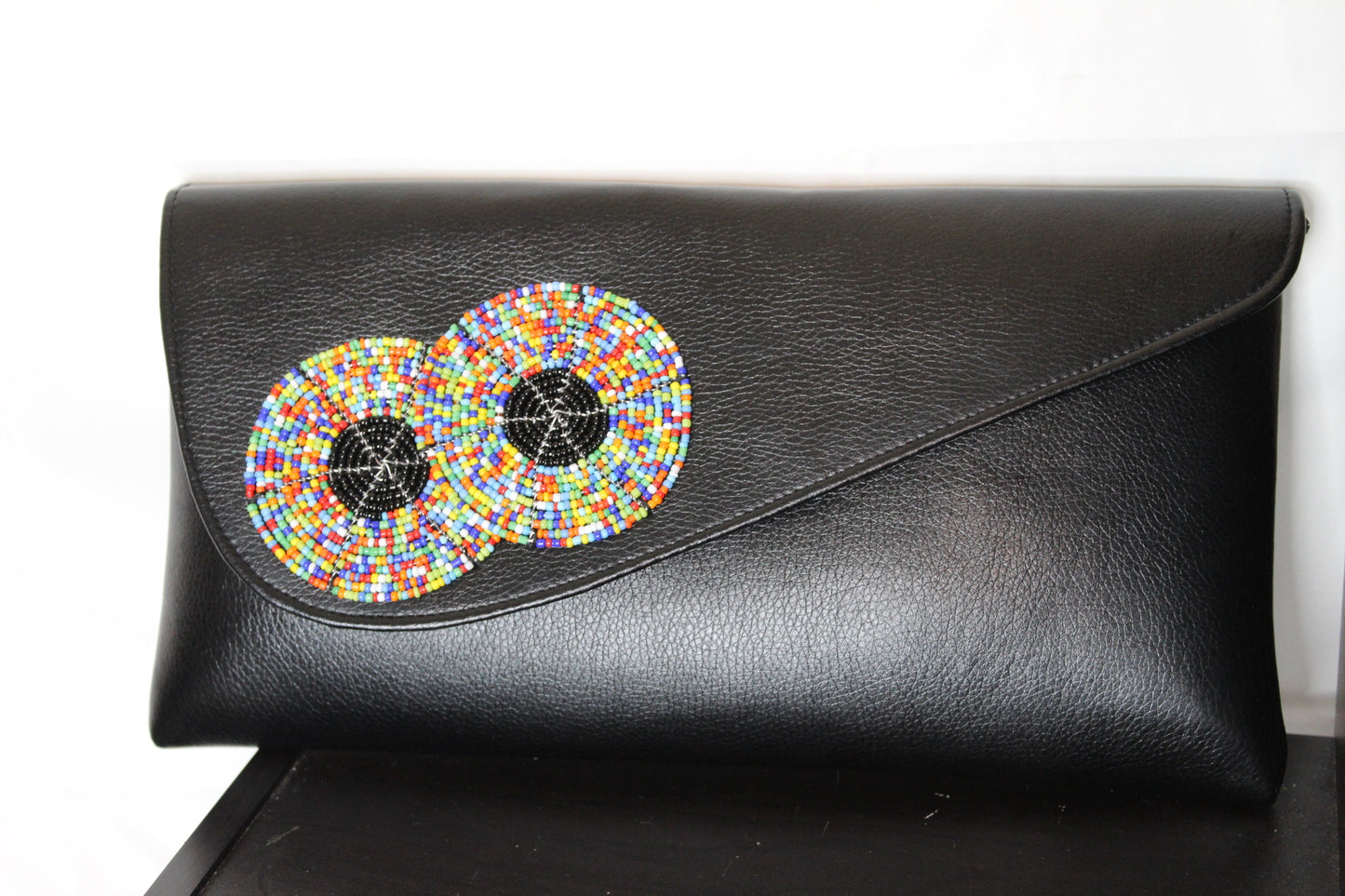 Bead Leather Clutch