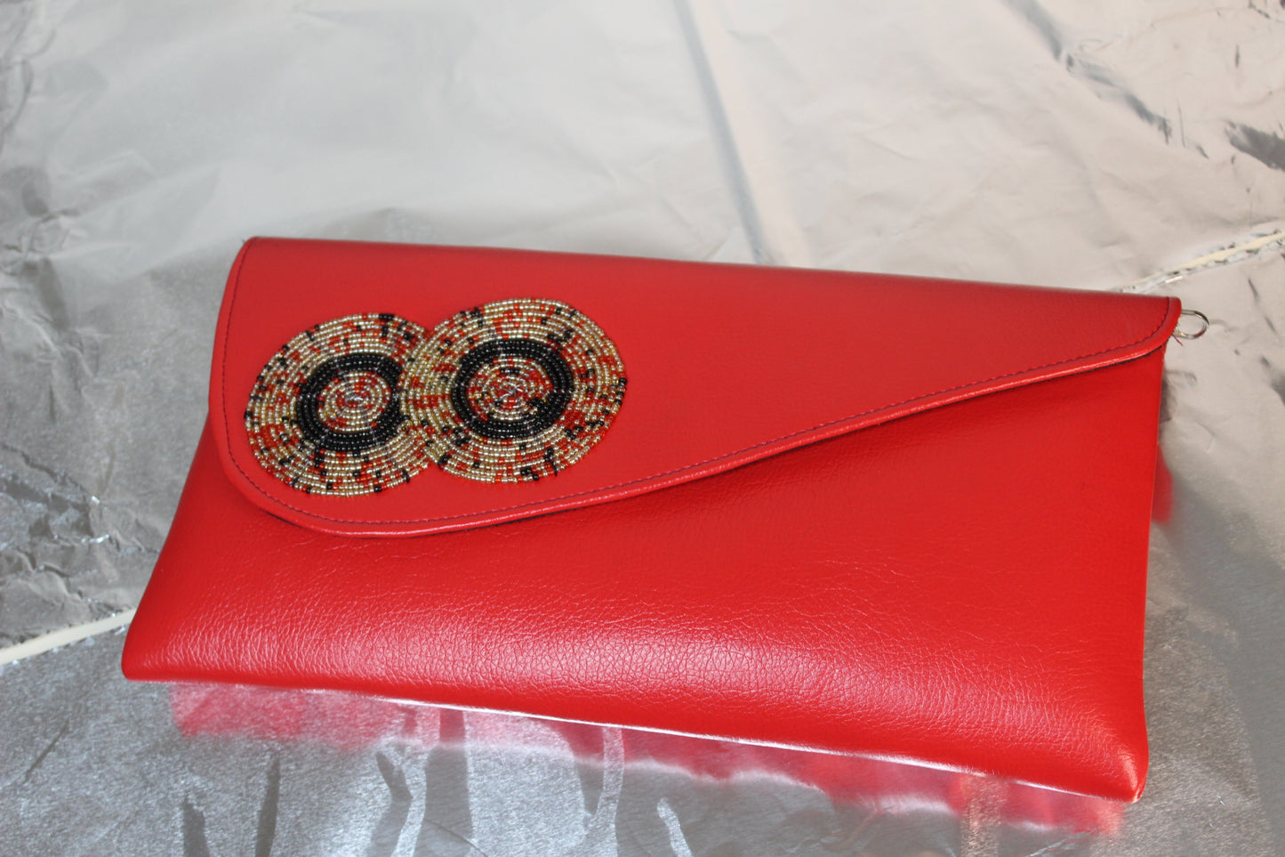 Bead Leather Clutch