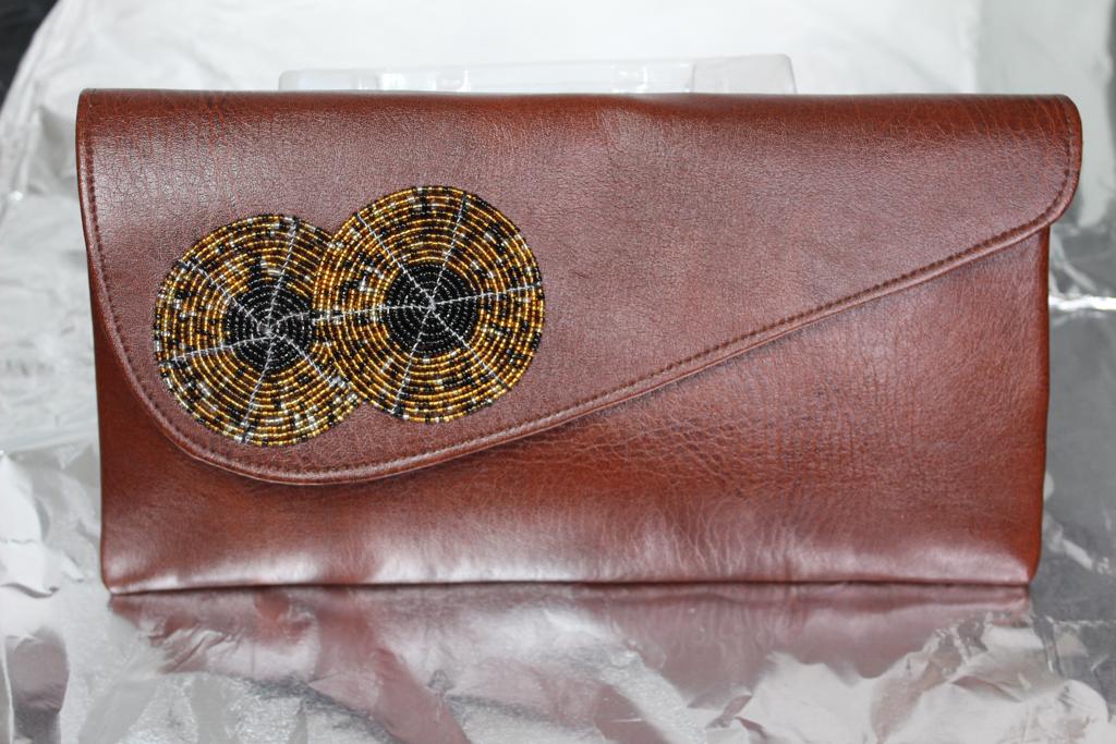 Bead Leather Clutch