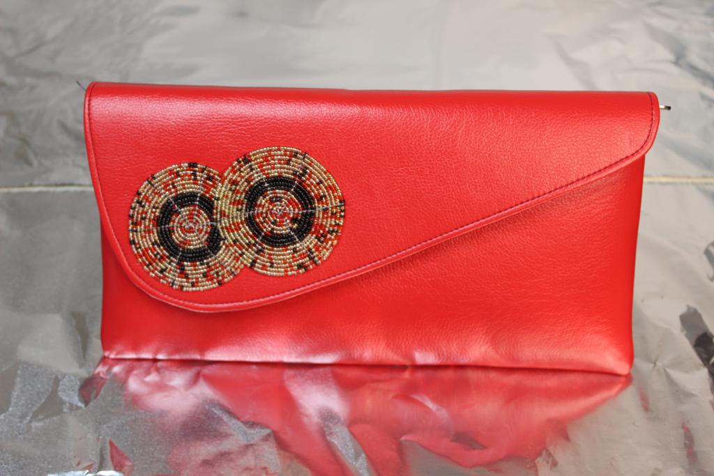 Bead Leather Clutch